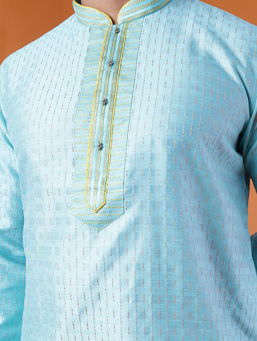men self designed long sleeve kurta and pyjama set - 22036926 - Standard Image - 5