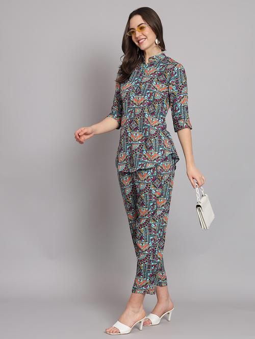 women printed top and trouser co-ord set - 22036928 - Standard Image - 0