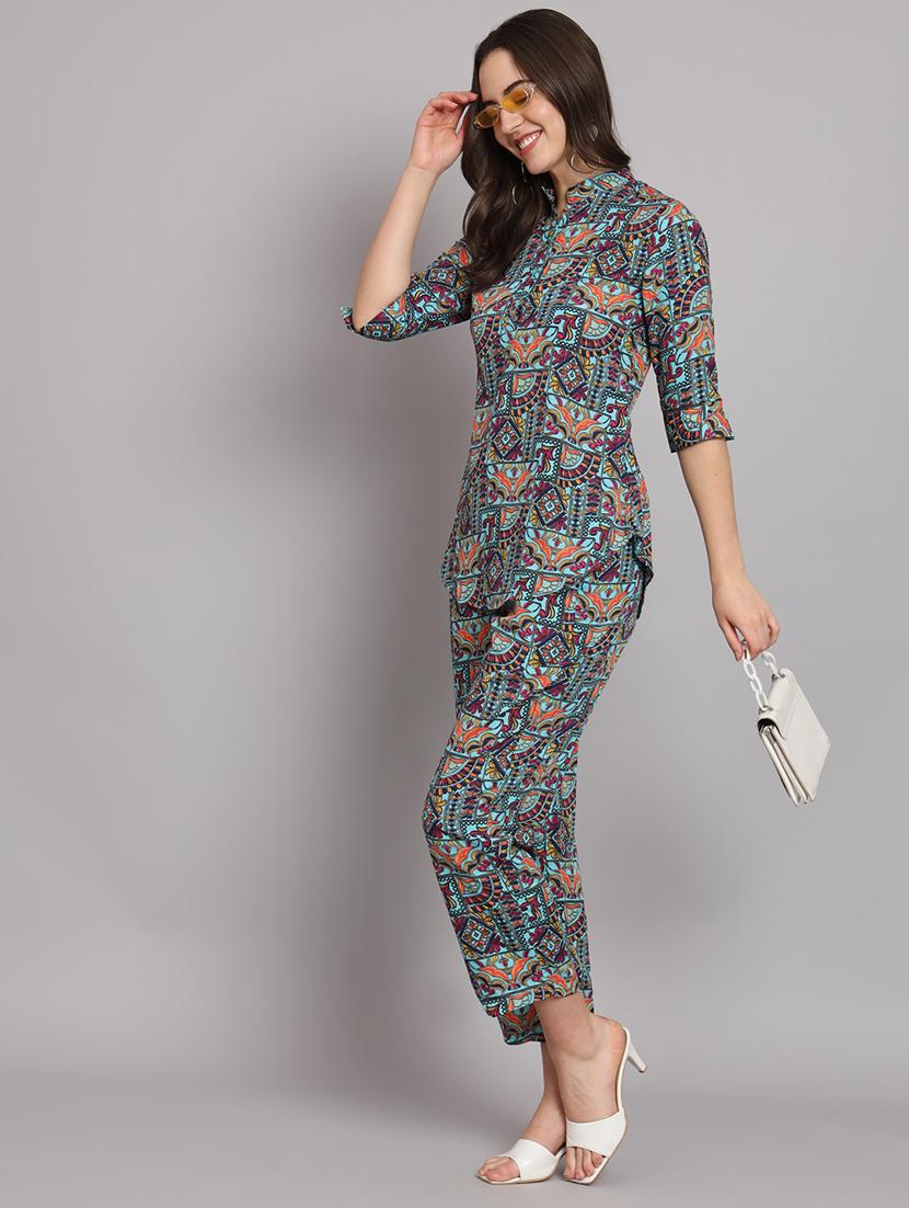 women printed top and trouser co-ord set - 22036928 - Standard Image - 3