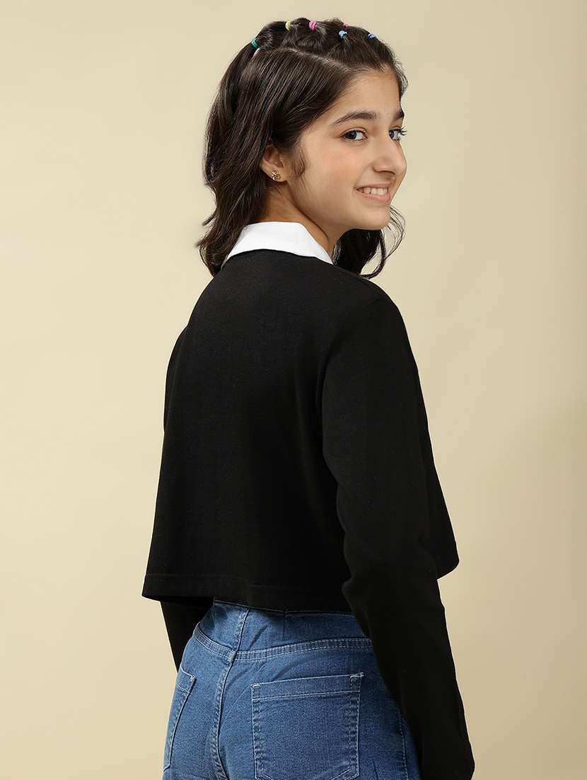 girls printed long sleeve crop top - 22036936 - Standard Image - 3