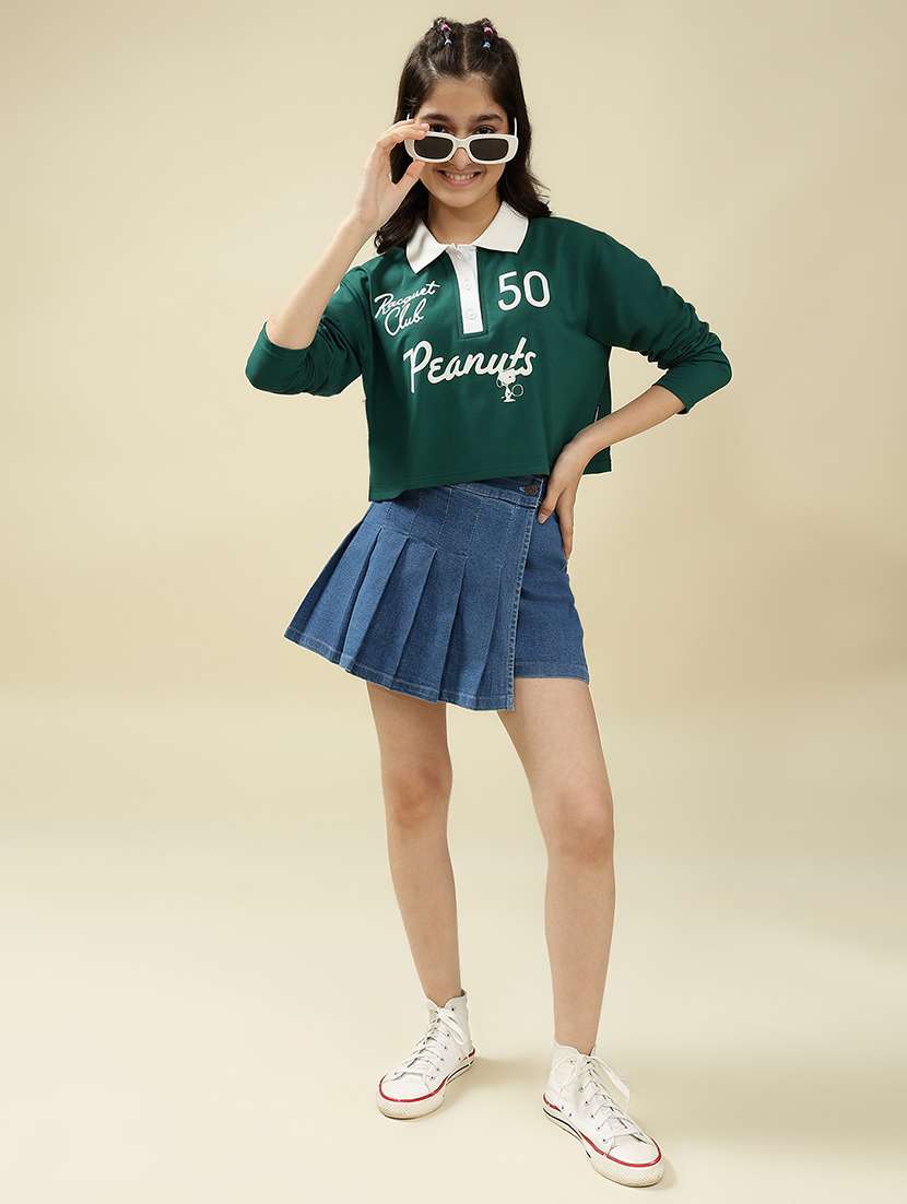 girls printed long sleeve crop top - 22036938 - Standard Image - 5