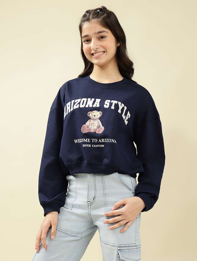girls printed long sleeve sweatshirt - 22036946 - Zoom Image - 0