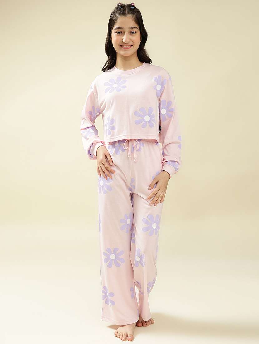 girls printed nightwear pyjama set