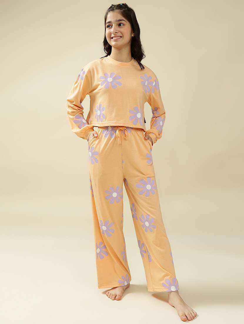 girls printed nightwear pyjama set
