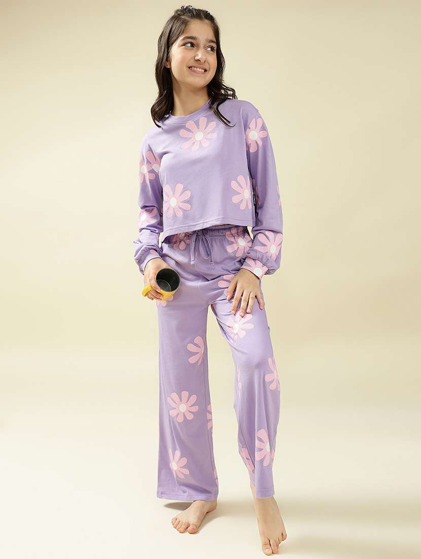 girls printed nightwear pyjama set