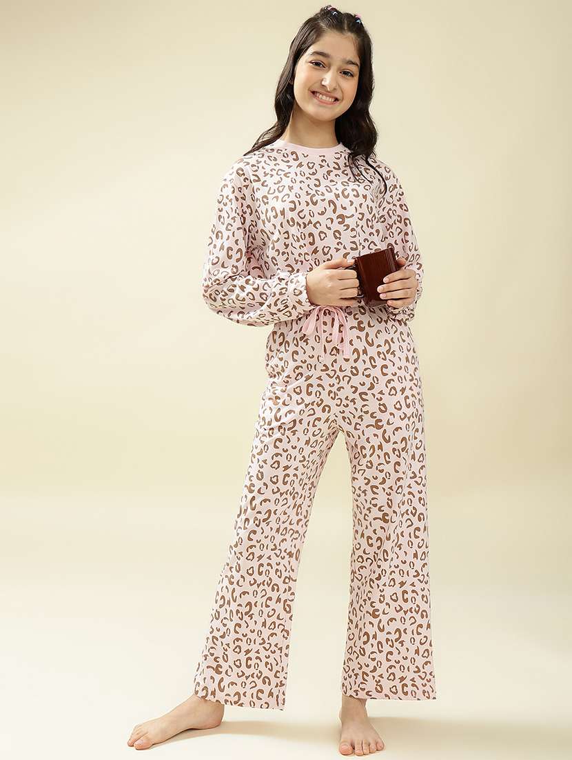 girls animal print nightwear pyjama set
