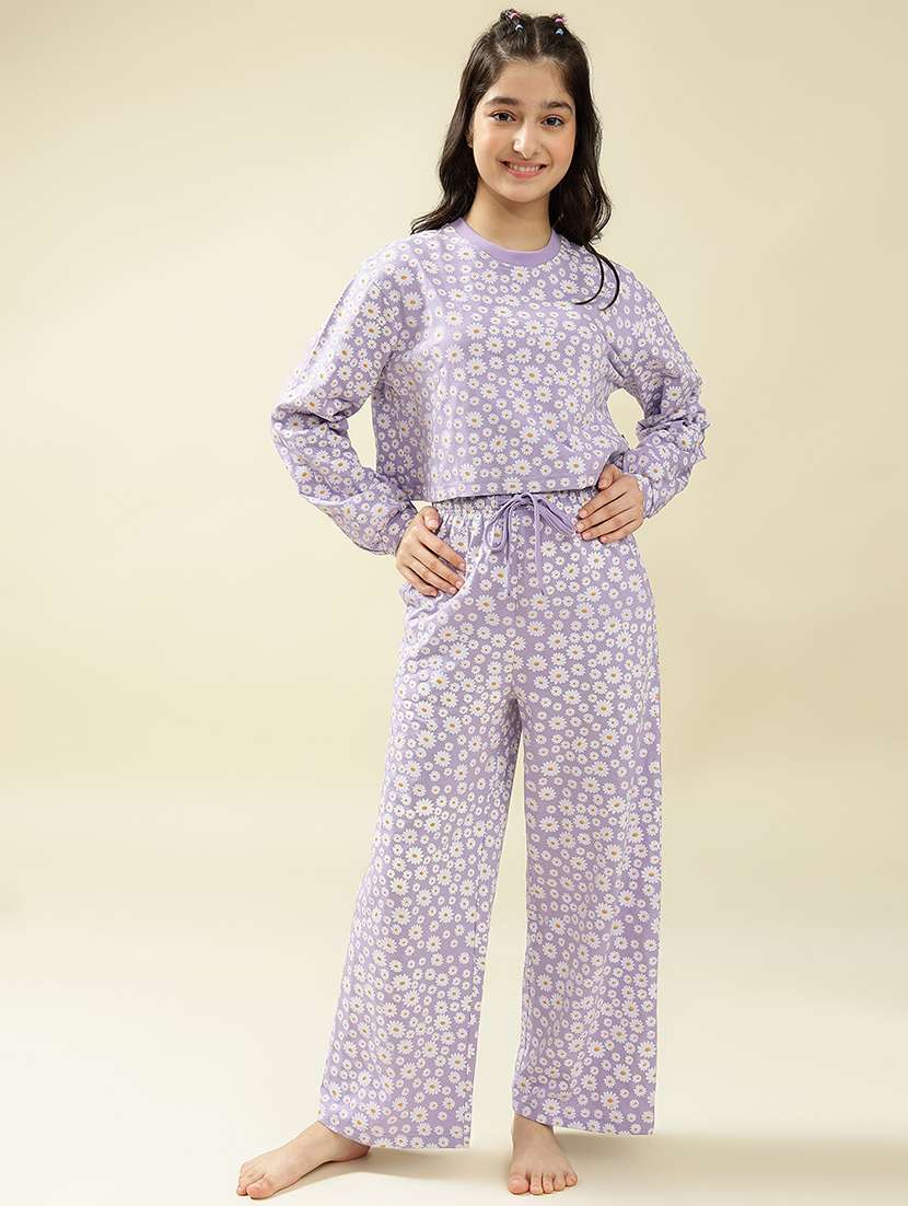 girls printed nightwear pyjama set