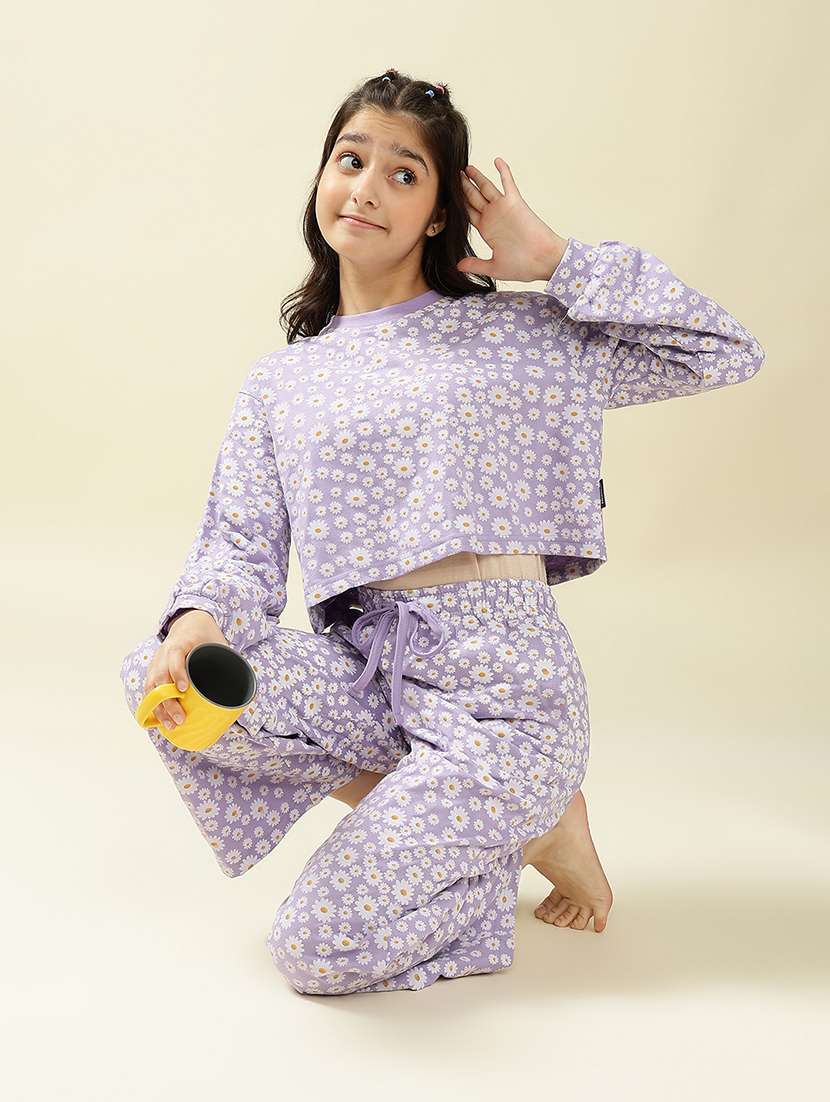 girls printed nightwear pyjama set - 22036960 -  Standard Image - 3
