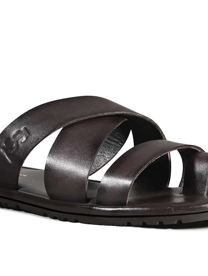 men brown slip on sandal - 22036982 -  Standard Image - 3