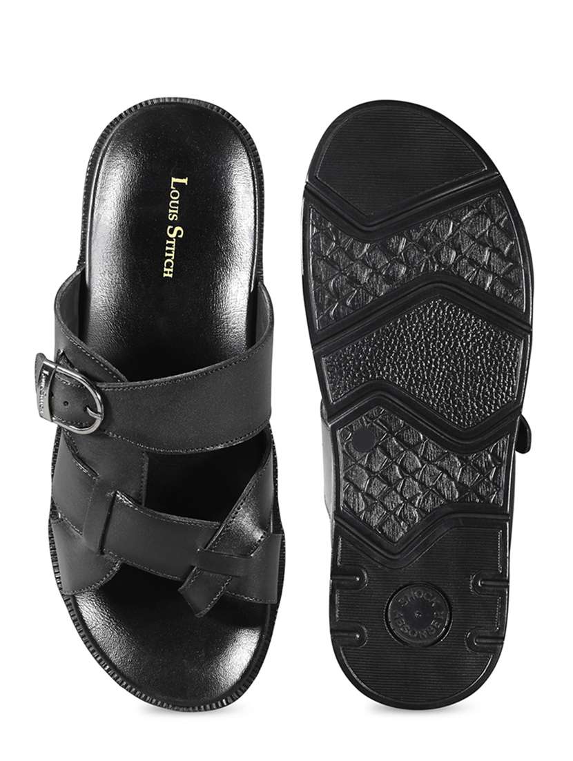 men black slip on sandal - 22036984 -  Standard Image - 3