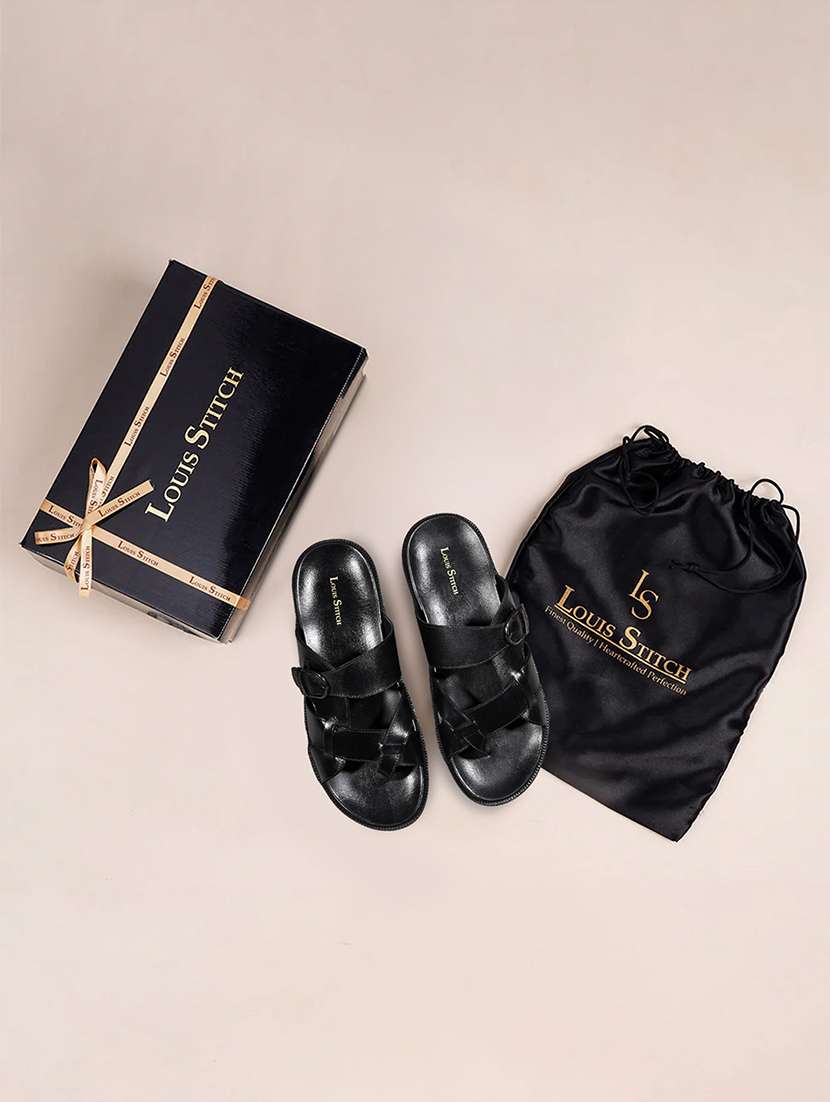 men black slip on sandal - 22036984 -  Standard Image - 5