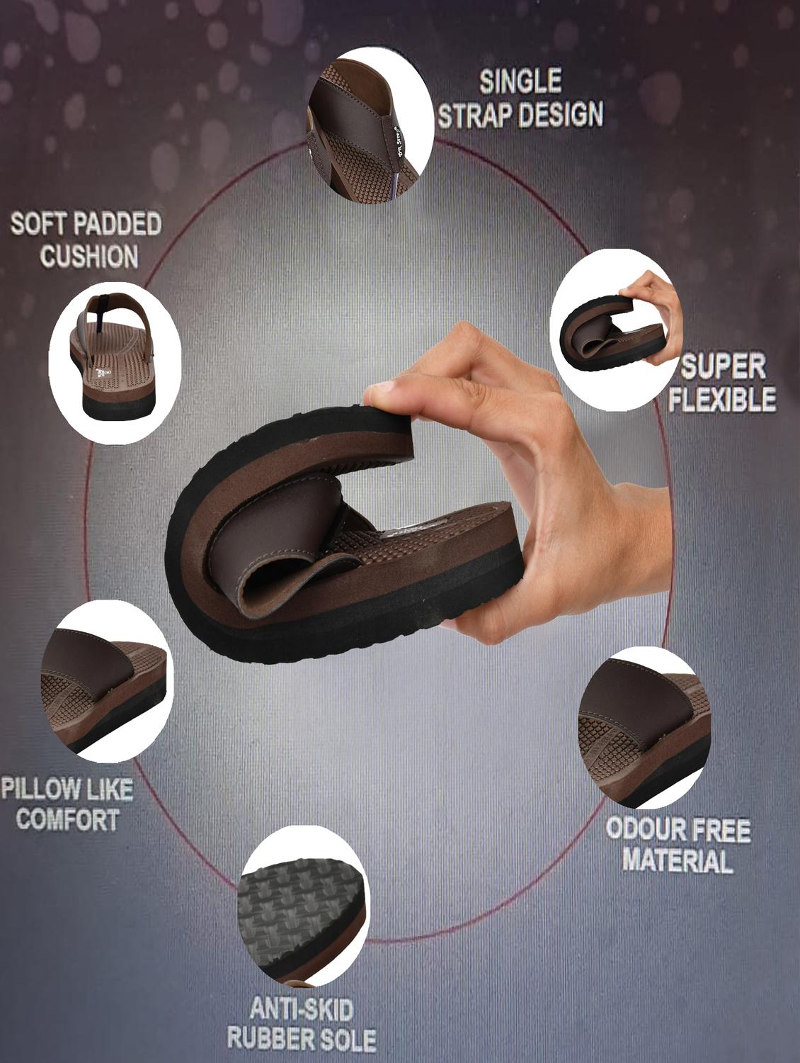 men brown solid flip flop - 22036988 - Standard Image - 5