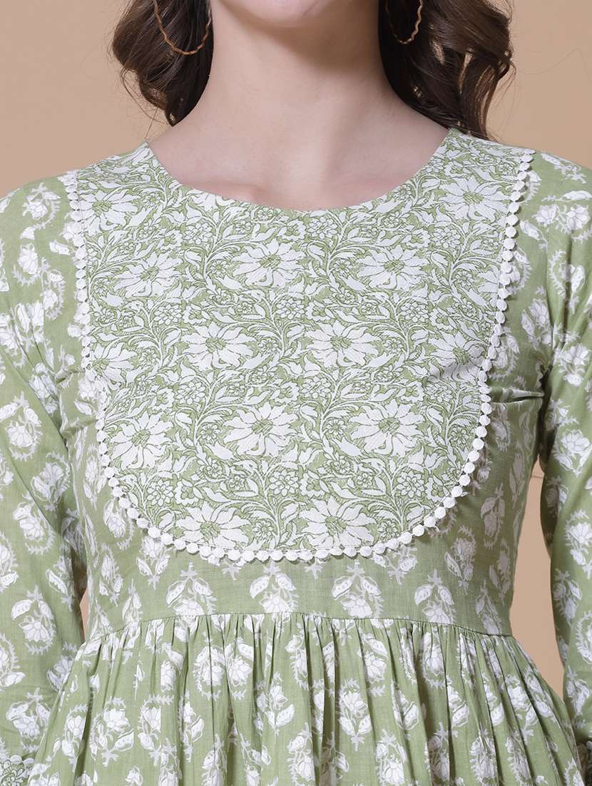 women printed three quarter sleeve flared kurti - 22037001 - Standard Image - 5