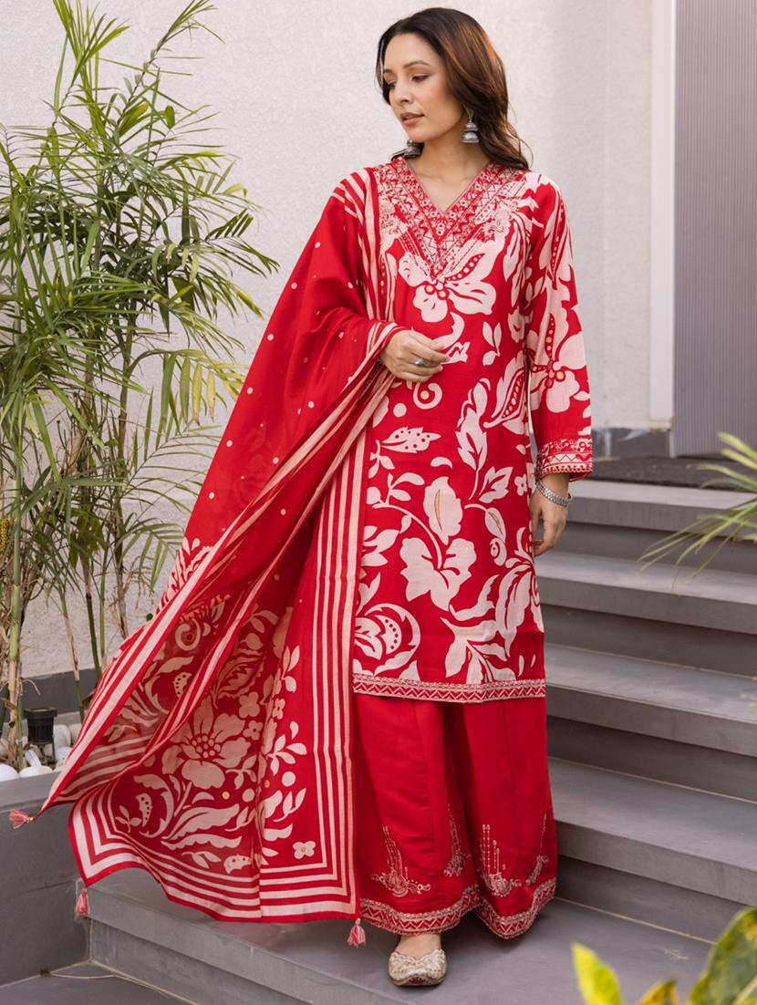 women printed kurta and sharara with dupatta - 22037008 - Zoom Image - 0
