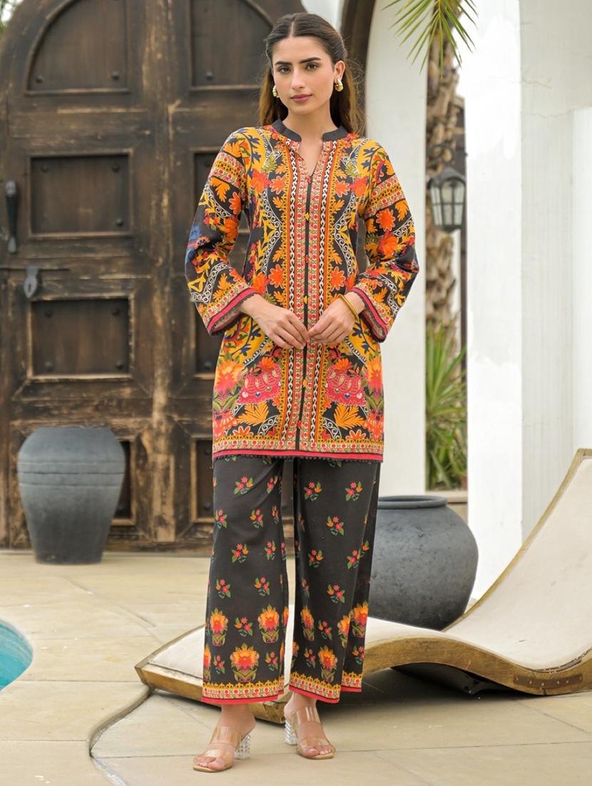 women floral print long sleeve ethnic co-ord set - 22037020 - Zoom Image - 0
