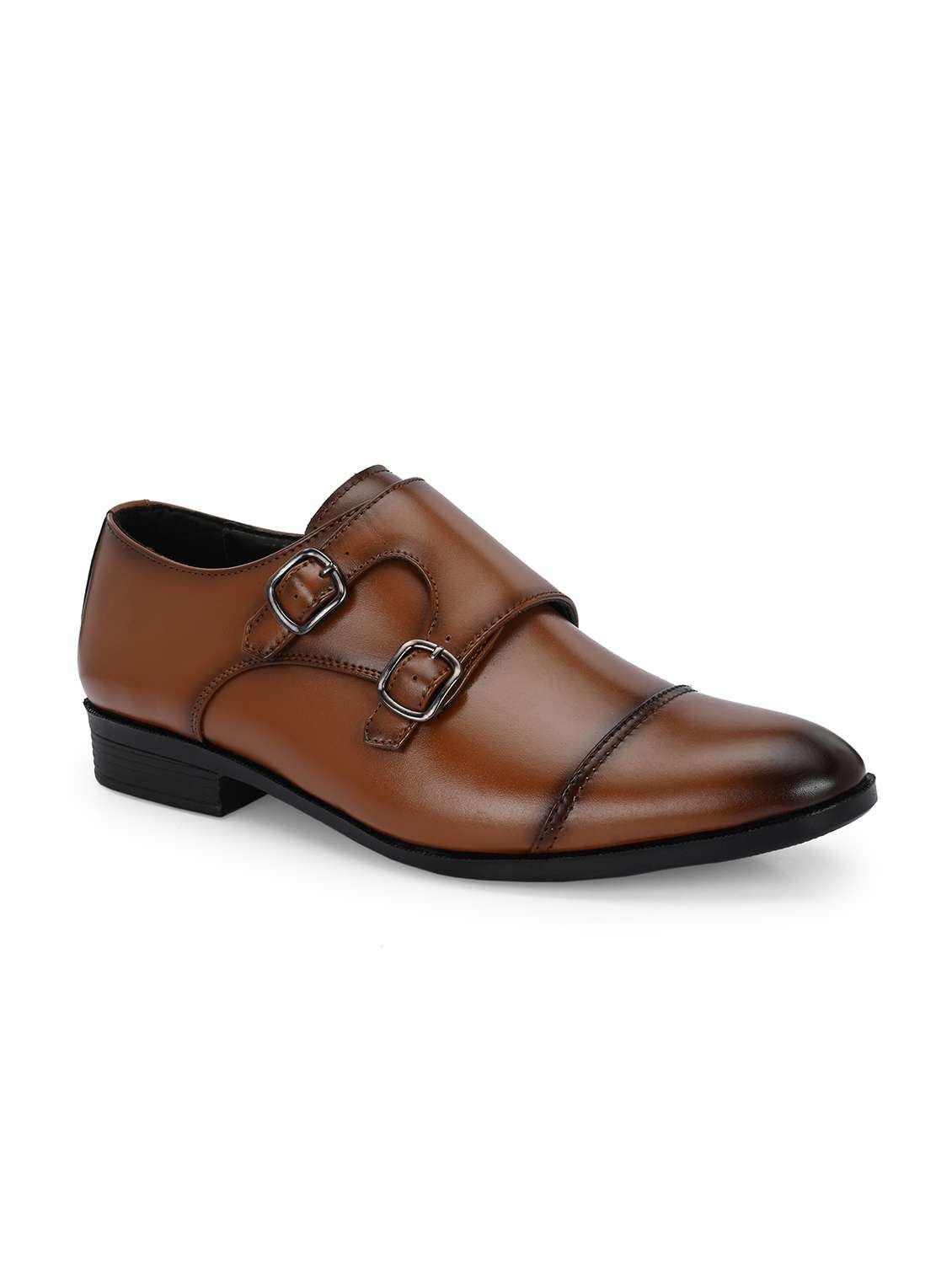 men tan solid monk strap - 22037036 -  Standard Image - 3