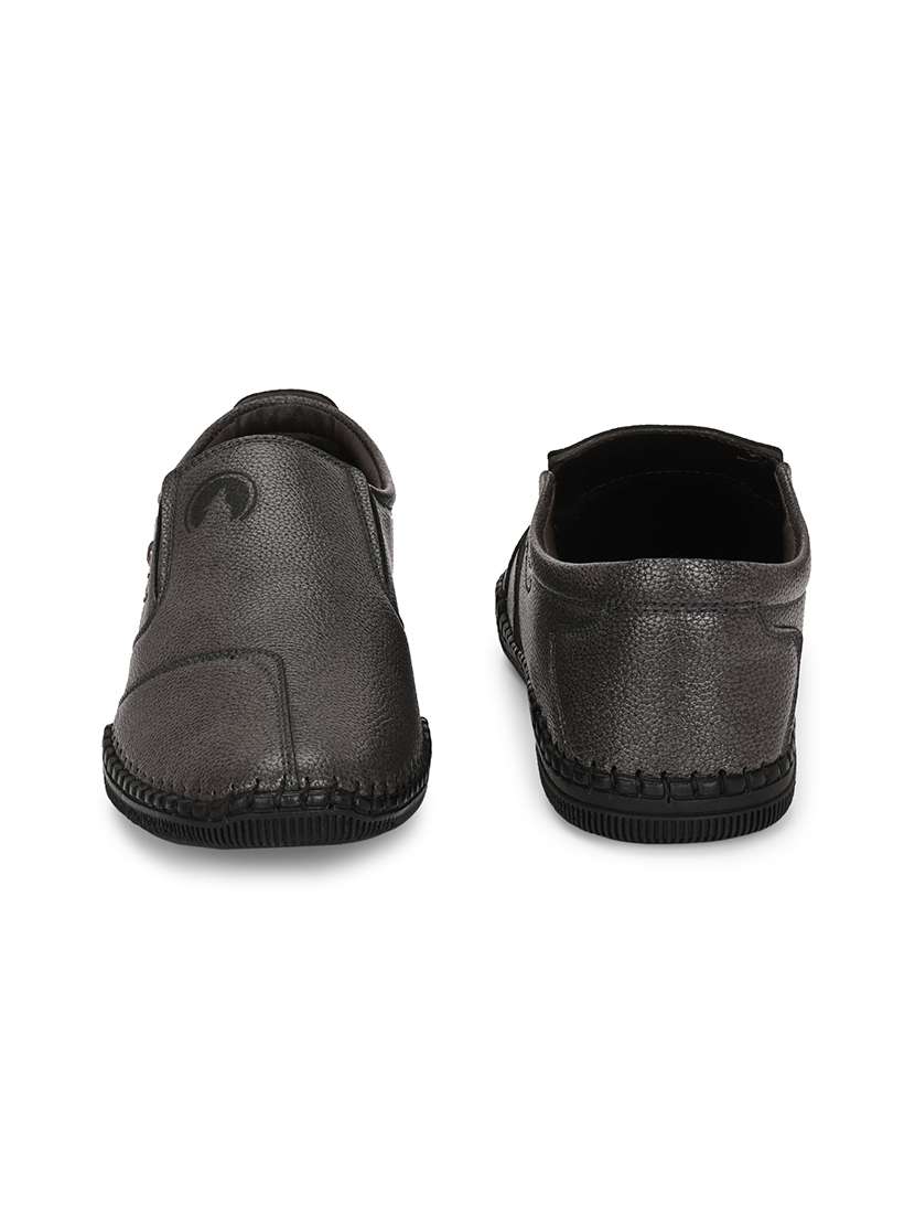 grey synthetic leather slip on ons - 22037037 - Standard Image - 3
