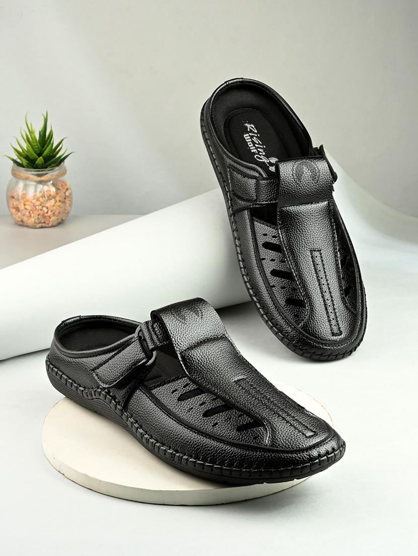 men black slip on sandal - 22037039 - Zoom Image - 0