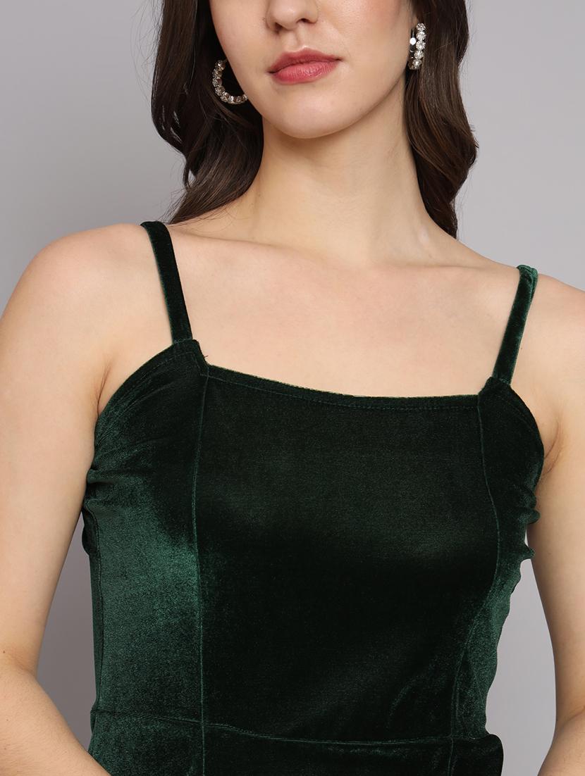 women solid shoulder strap velvet sheath dress - 22037049 - Standard Image - 5