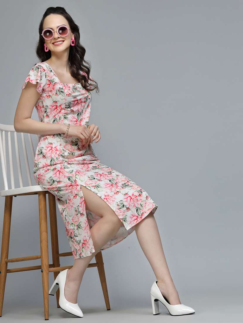 women florl print puff sleeve sheath dress - 22037056 -  Zoom Image - 0