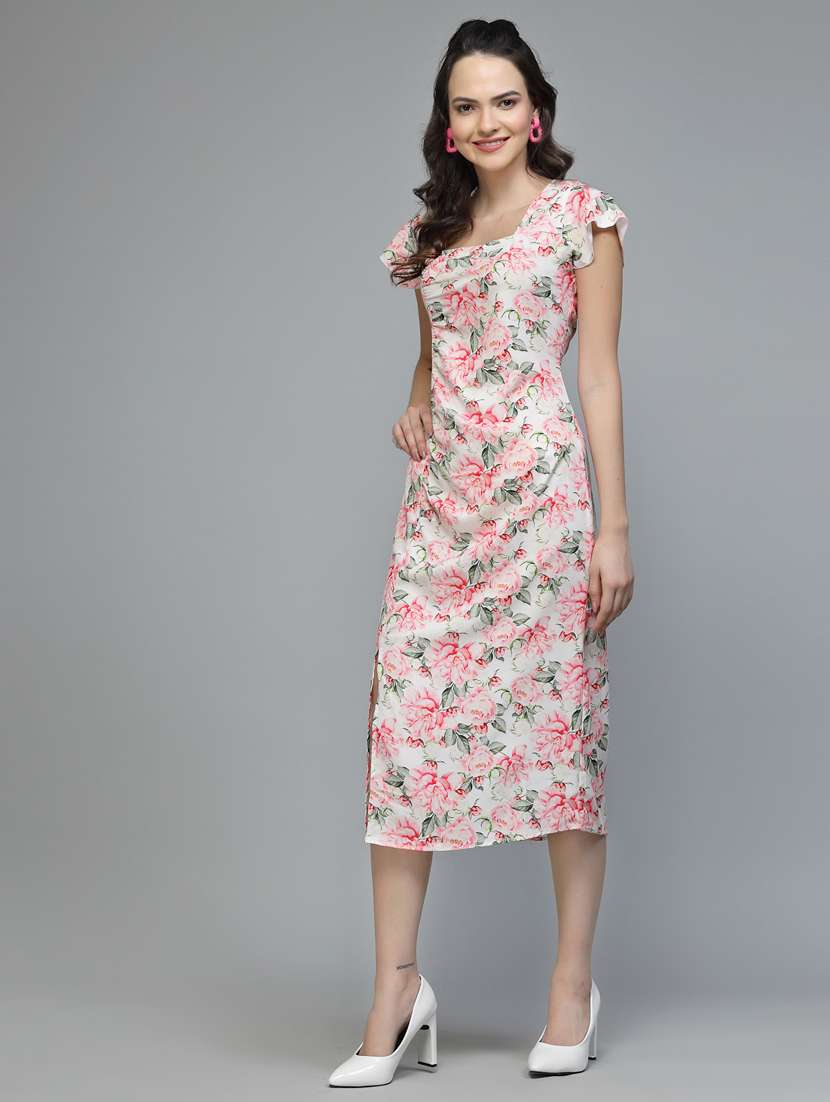 women florl print puff sleeve sheath dress - 22037056 - Standard Image - 3