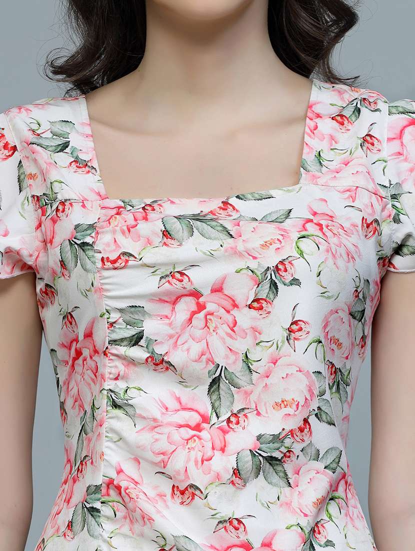 women florl print puff sleeve sheath dress - 22037056 - Standard Image - 5