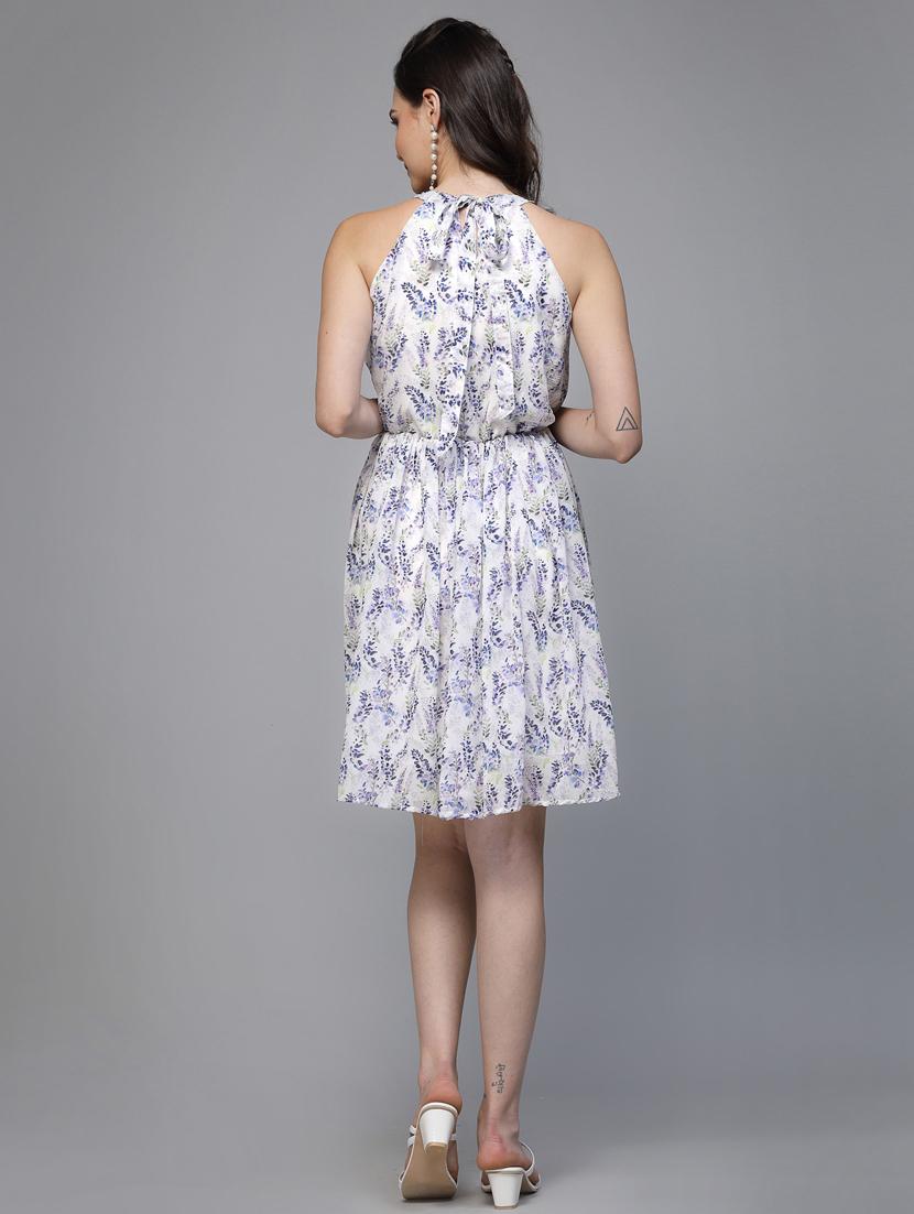 women printed halter neck sleeveless fit & flare dress - 22037062 - Standard Image - 3