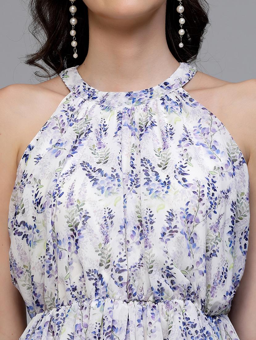 women printed halter neck sleeveless fit & flare dress - 22037062 - Standard Image - 5