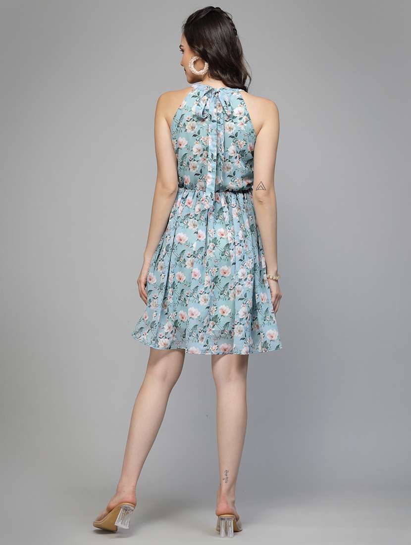 women floral print halter neck fit & flare dress - 22037063 - Standard Image - 3