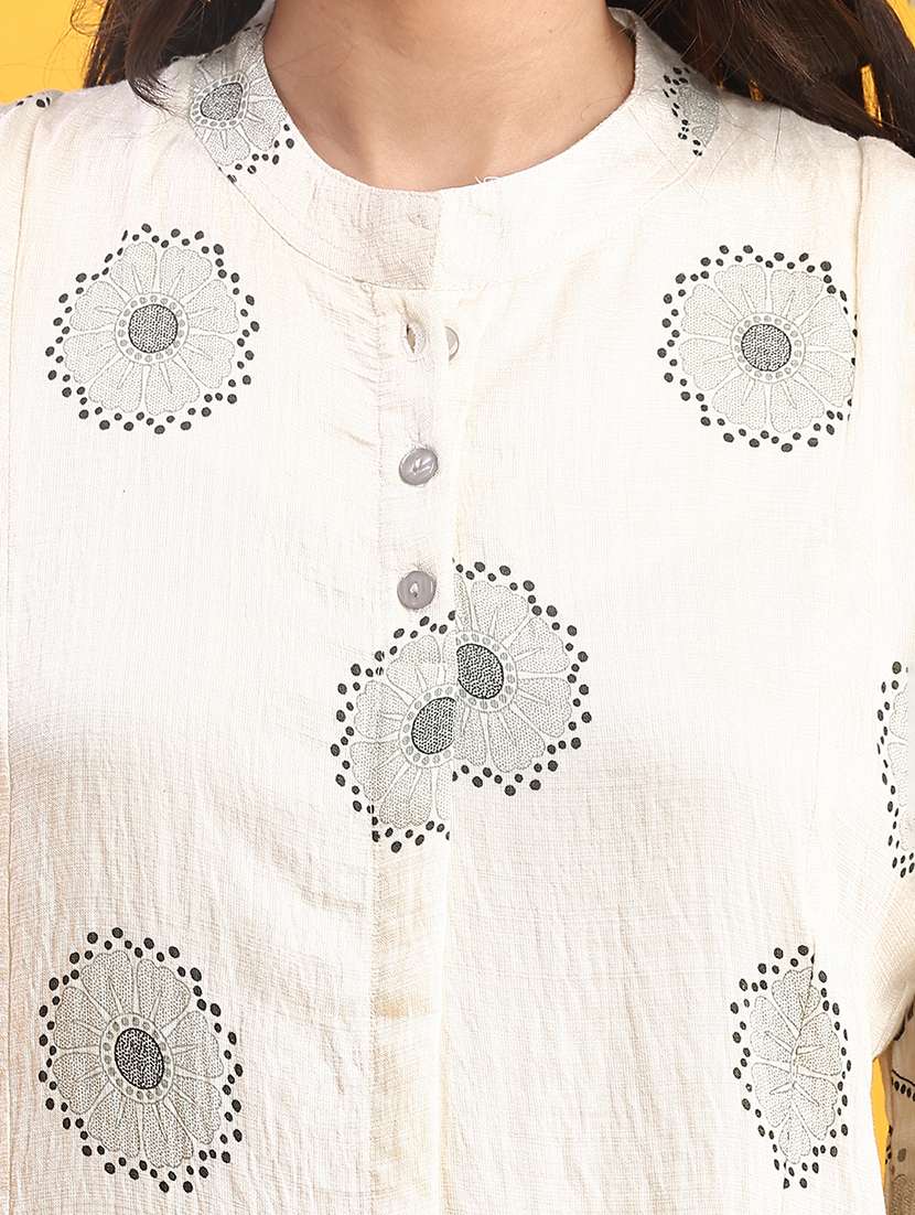 women printed mandarin neck a-line dress - 22037420 -  Standard Image - 5