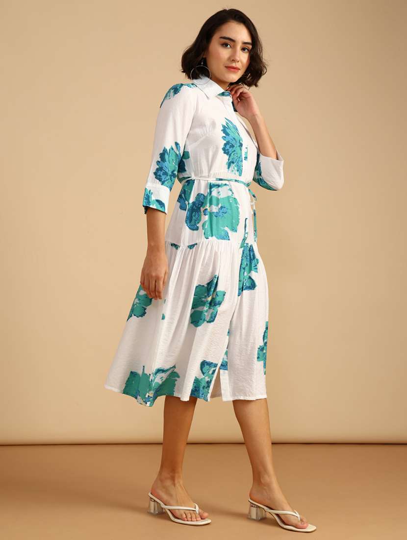 women printed three quarter sleeve shirt dress - 22037575 -  Standard Image - 3