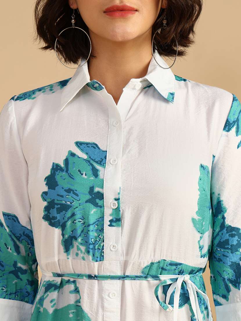 women printed three quarter sleeve shirt dress - 22037575 -  Standard Image - 5