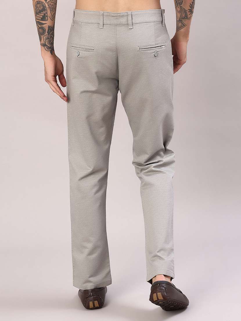 men solid mid rise flat front casual trouser - 22037582 - Standard Image - 3