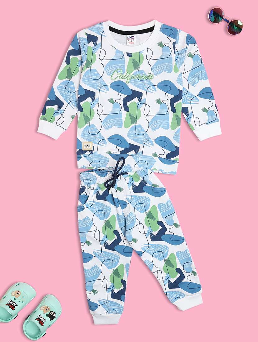 kids solid full length twin set