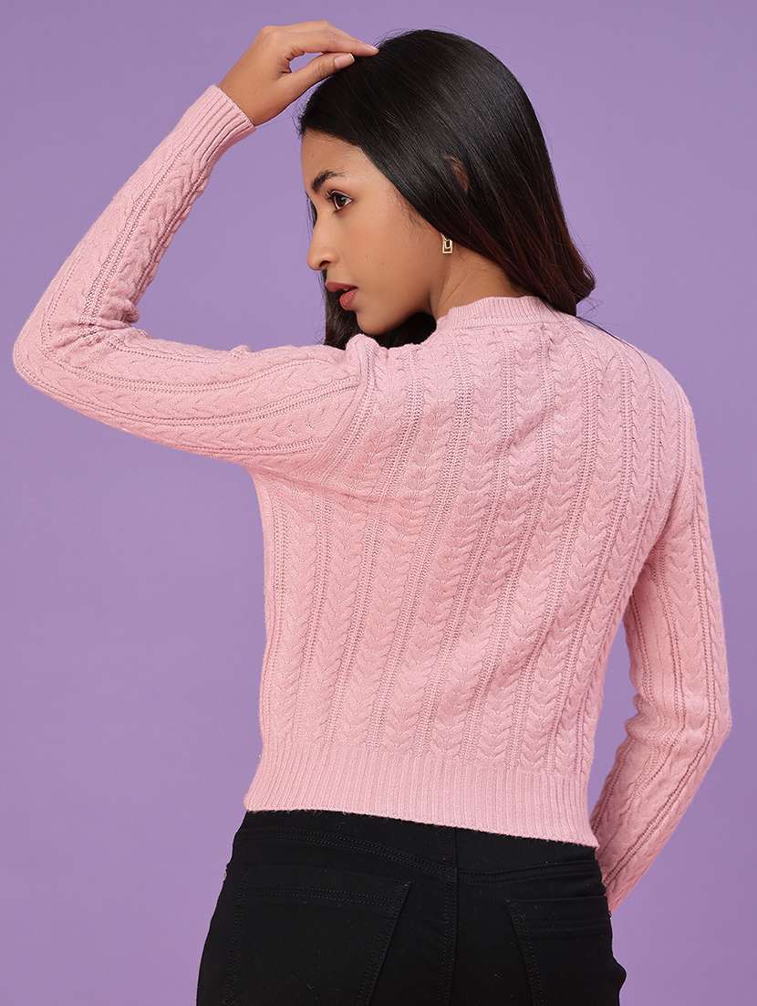 women self design long sleeve waist length pullover - 22037604 -  Standard Image - 3