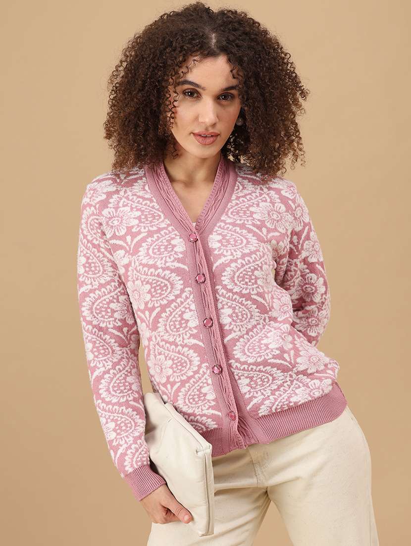 women self design long sleeve cardigan