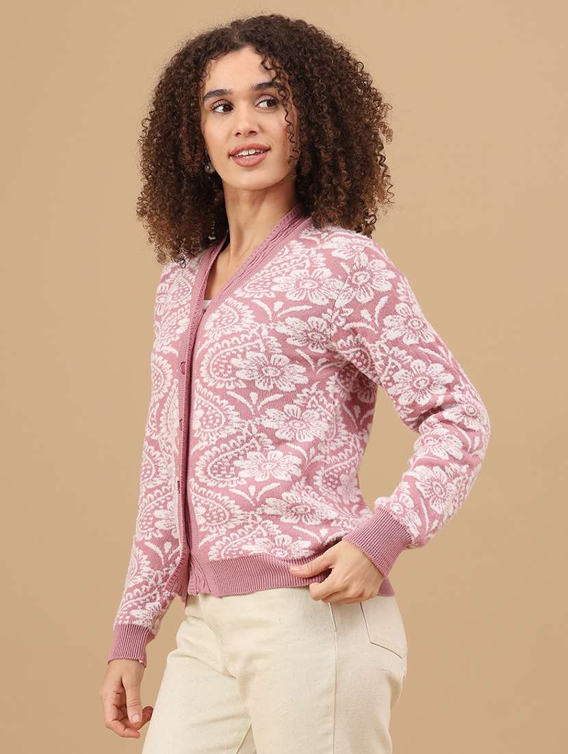 women self design long sleeve cardigan - 22037719 -  Standard Image - 3