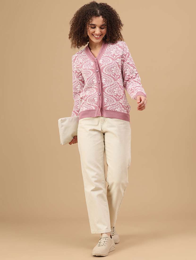 women self design long sleeve cardigan - 22037719 -  Standard Image - 5