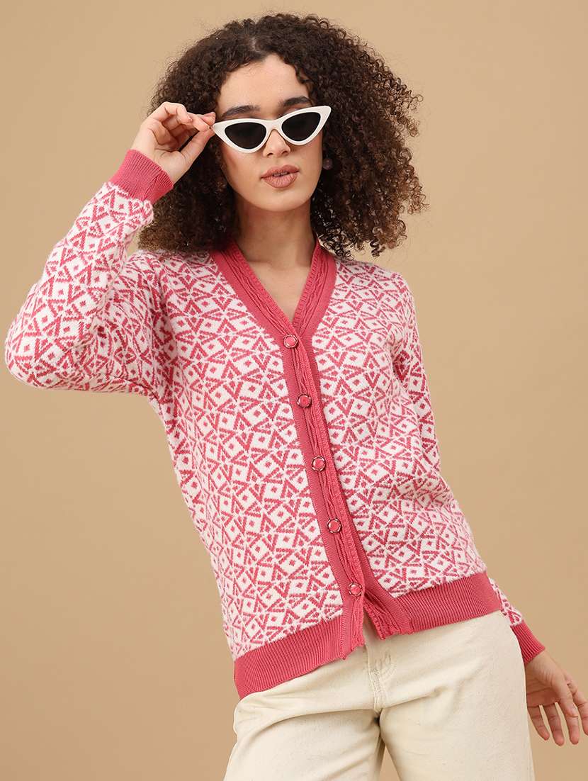 women self design long sleeve cardigan