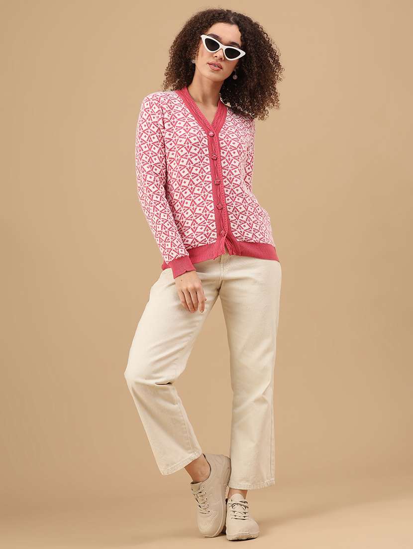 women self design long sleeve cardigan - 22037720 -  Standard Image - 5