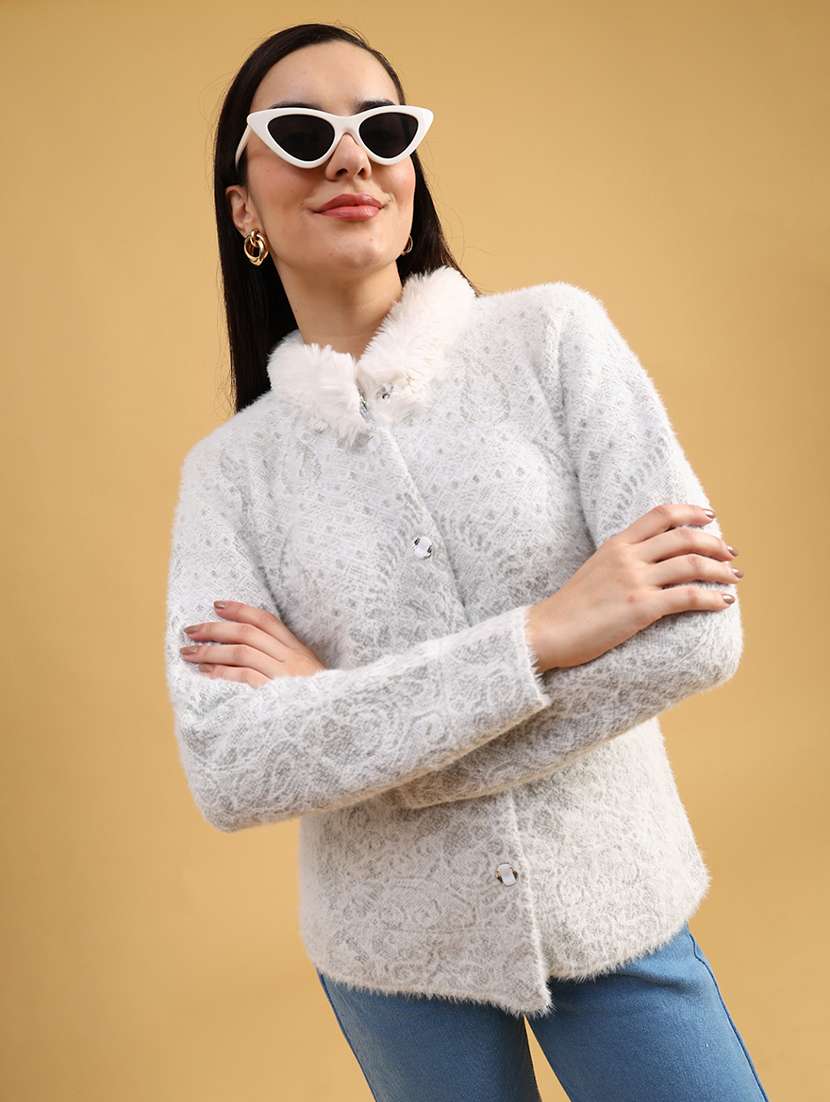 women self designed long sleeve cardigan