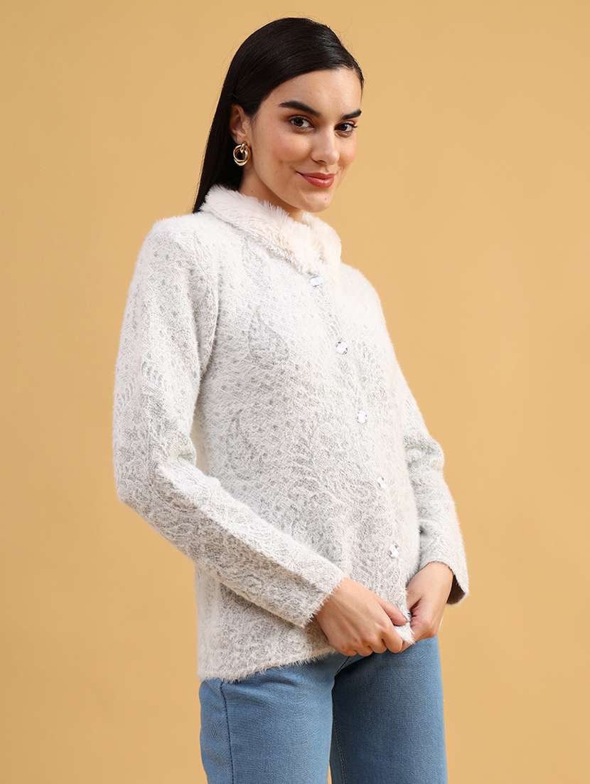 women self designed long sleeve cardigan - 22037723 -  Standard Image - 3