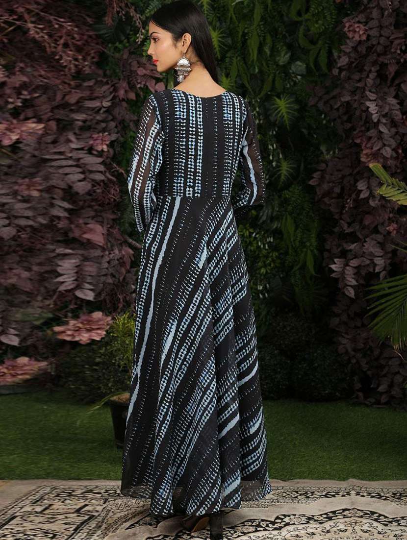 women printed long sleeve fit & flare dress - 22037774 -  Standard Image - 3