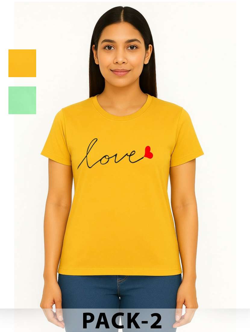 women pack of 2 printed short sleeves t-shirt