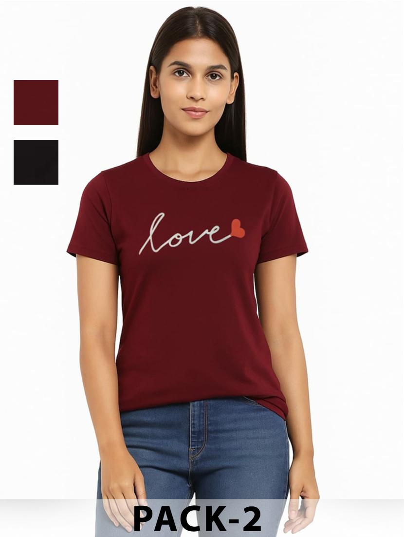 women pack of 2 printed short sleeves t-shirt - 22037813 - Zoom Image - 0