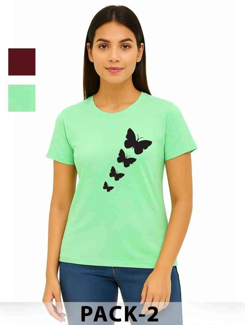 women pack of 2 printed short sleeves t-shirt - 22037815 - Zoom Image - 0