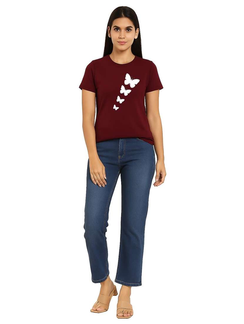 maroon cotton blend regular tshirt - 22037833 -  Standard Image - 3