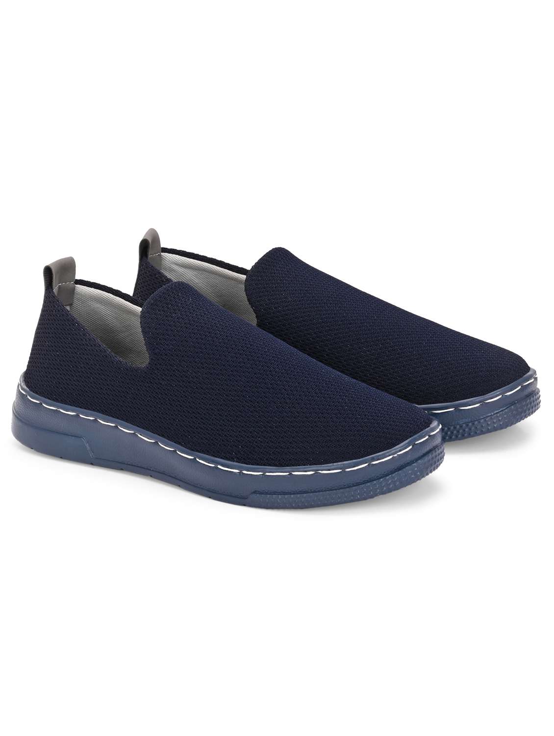 men solid blue slip on loafer - 22037841 - Standard Image - 5