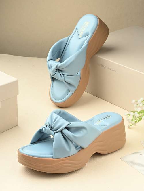 Women Blue Slip On Wedge