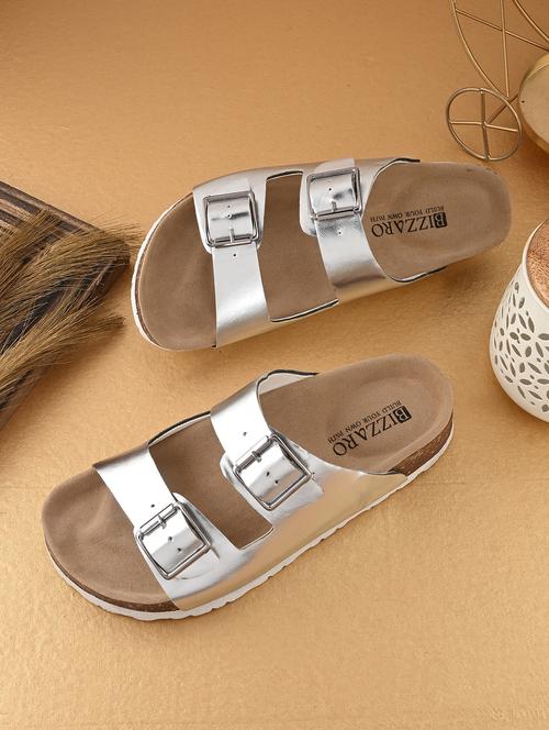 women silver slip on sandal - 22037855 - Standard Image - 0